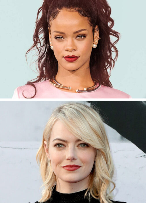 Parte superior de la foto Rihanna, foto inferior Emma Stone