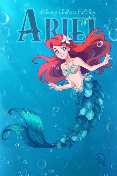 Ilustración digital de la artista Drachea Rannak, del personaje de Disney de Ariel de 'la Sirenita' en su versión anime