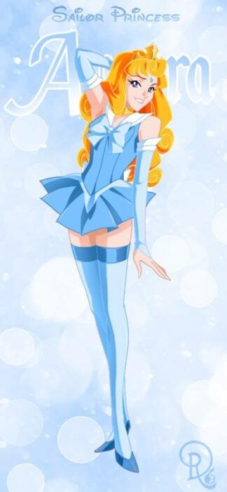 Ilustración digital de la artista Drachea Rannak, del personaje de Disney de Aurora de 'La bella durmiete' en su versión anime