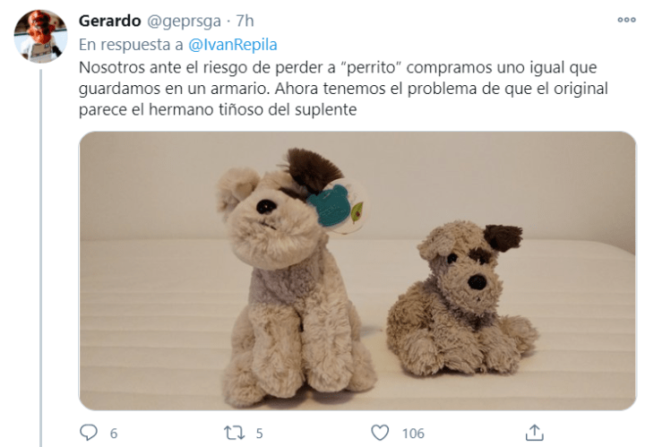 Tuits de padres buscando los peluches de sus hijos