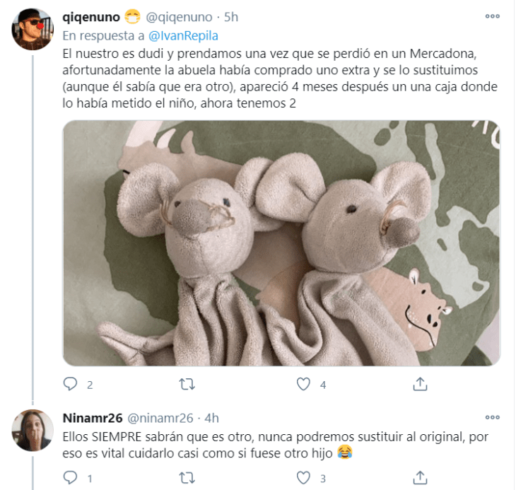 Tuits de padres buscando los peluches de sus hijos