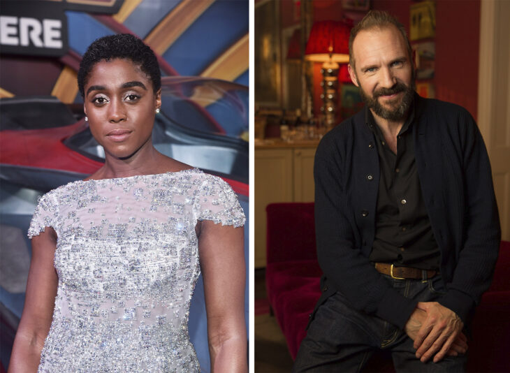 De izquierda a derecha: actriz Lashana Lynch y el actor Ralph Fiennes