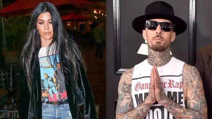 Kourtney Kardashian y Travis Barker en una entrega de premios, por separado; Kourtney Kardashian y Travis Barker podrían estar en una relación