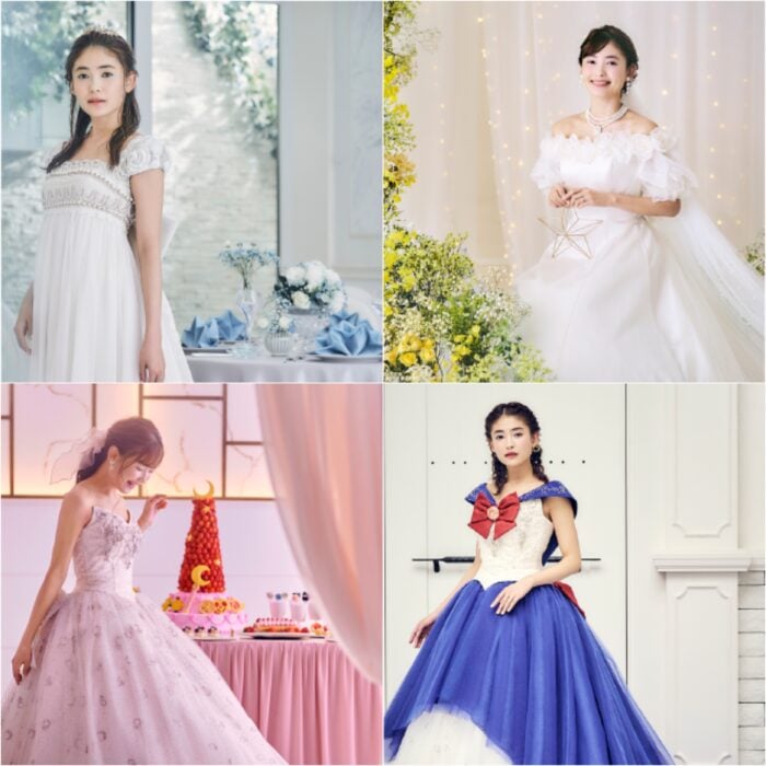 Chicas llevando vestidos de novia inspirados en Sailor Moon; Lanzan lujoso paquete de bodas inspirado en Sailor Moon; ¡es hermoso!