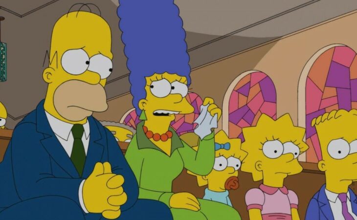 Escena de 'Los Simpson' en la que van a la iglesia