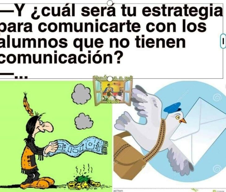 Meme de señales de humo y paloma blanca que maestros usan para pedir tarea a los alumnos 