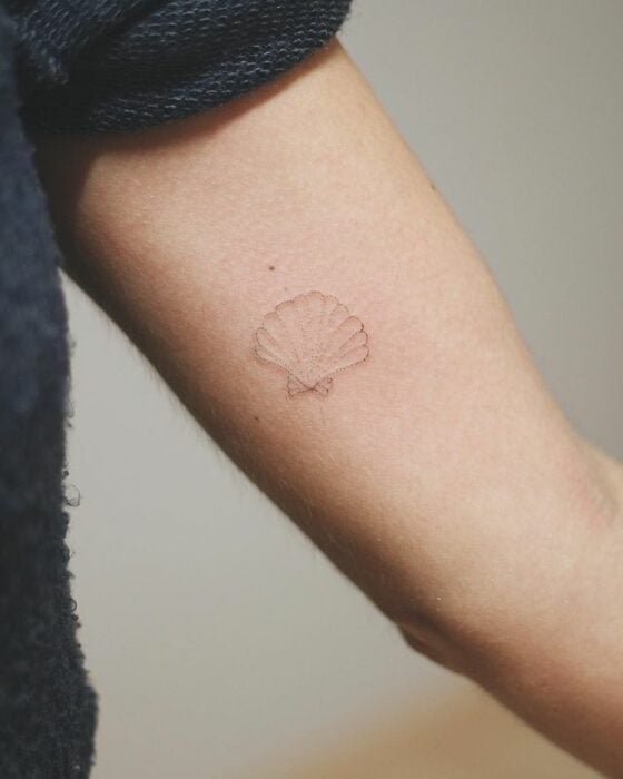 Tatuaje en el brazo de concha