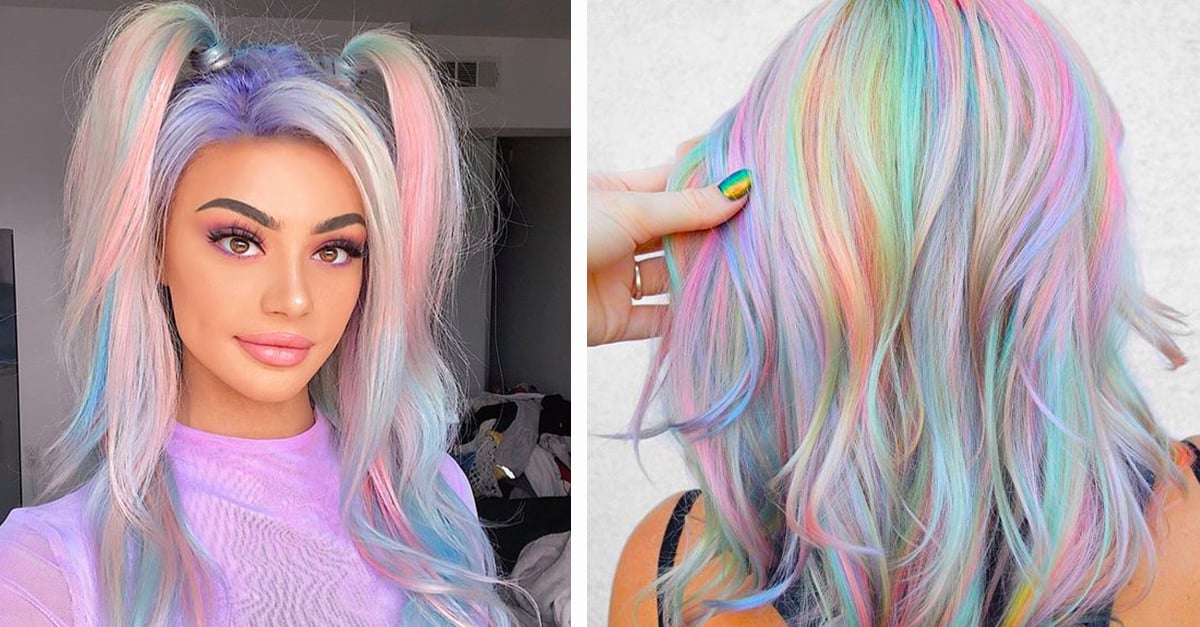 Tendencia de cabello arcoíris pastel para un look multicolor