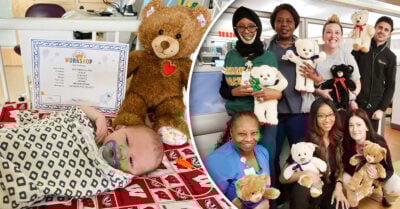 Regalan osos de peluche a niños hospitalizados para que se sientan acompañados