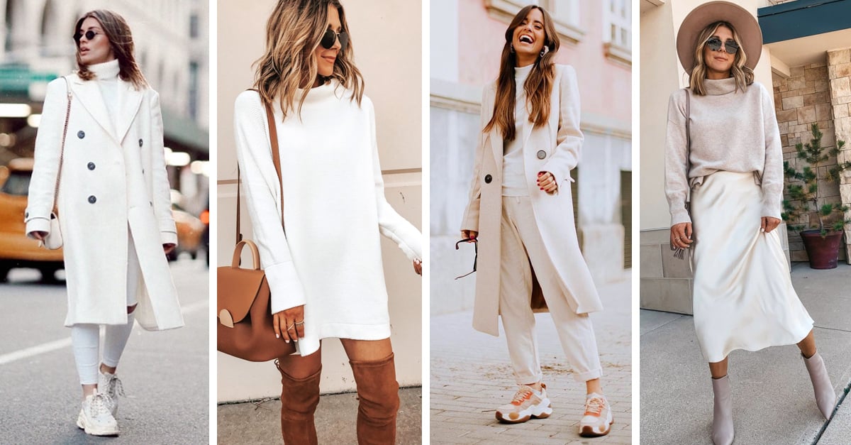Lindos outfits en color blanco ideales para otoño-invierno
