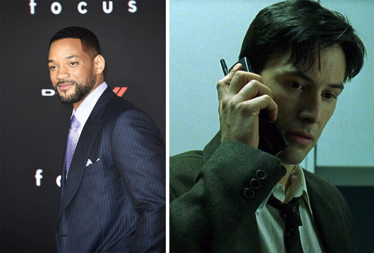 Del lado izquierdo el actor Will Smith  y del lado derecho el personaje de Neo de 'The Matrix'