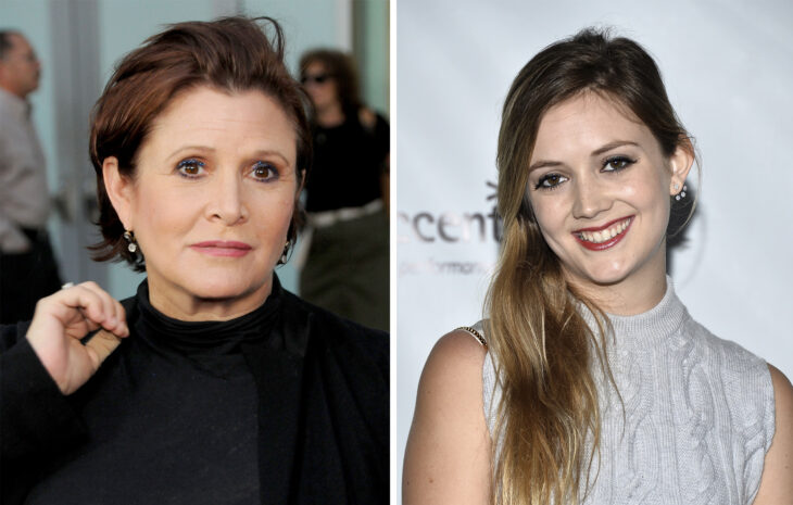 Del lado izquierdo Carrie Fisher y Billie Lourd del lado derecho