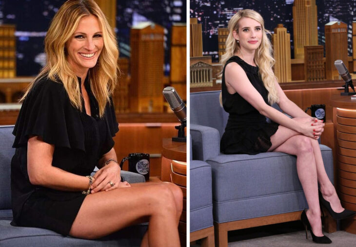 Del lado izquierdo Julia Roberts y Emma Roberts del lado derecho