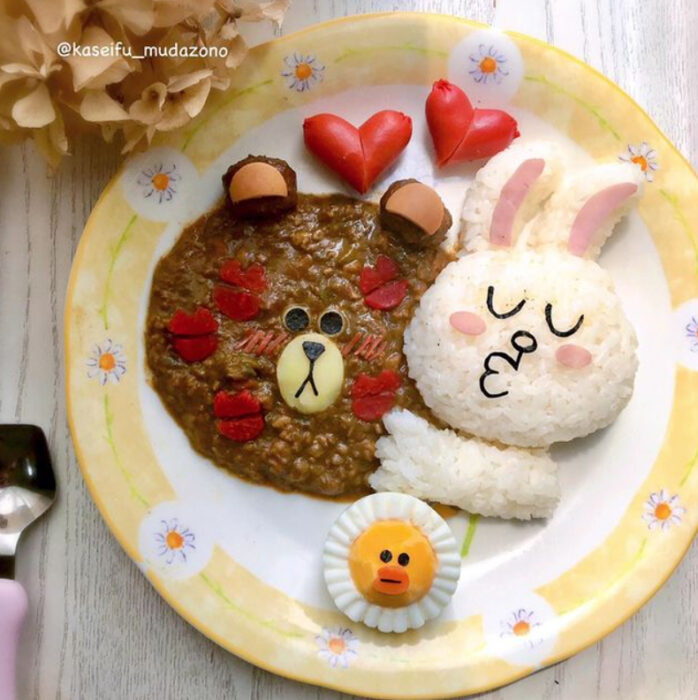 Platillo inspirado en Line Friends hecho por Kaseifu Mudazono