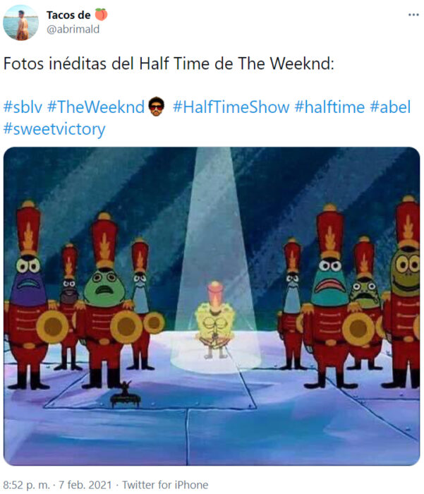 Screen Shot de Twitter con memes del medio tiempo del Super Bowl