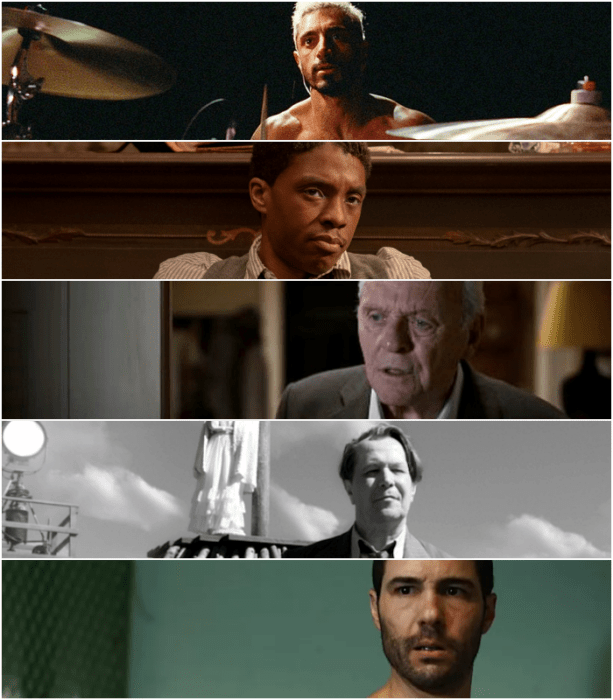 Riz Ahmed (“Sound of Metal”)   Chadwick Boseman (“Ma Rainey’s Black Bottom”) Anthony Hopkins (“The Father”)   Gary Oldman (“Mank”)   Tahar Rahim (“The Mauritanian”)