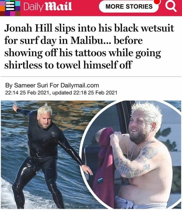 Publicación del Daily Mail acerca de Jonah Hills