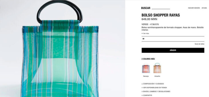 Imagen de catalogo de bolso shopper de Zara