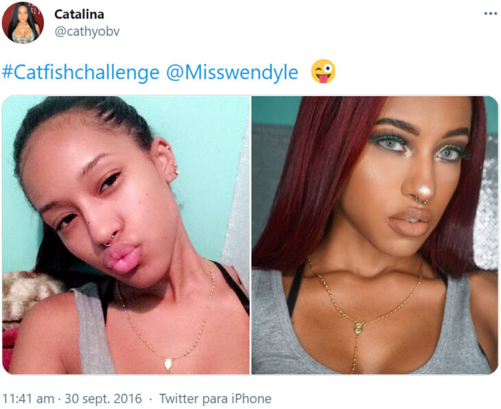 Screenshot de Twitter con el #CatfishChallenge 5