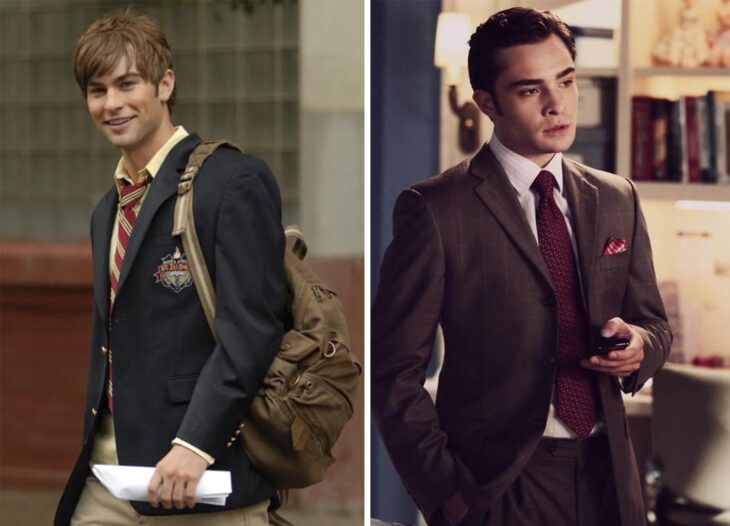 Del lado izquierdo Nate Archibald de 'Gossip Girl', del lado derecho Chuck Bass de 'Gossip Girl'