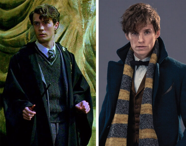 Del lado izquierdo Tom Riddle de 'Harry Potter', del lado derecho Newt Scamander de 'Animales fantásticos y dónde encontrarlos'