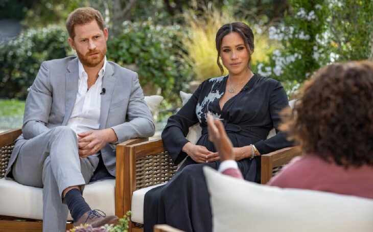 Harry y Meghan siendo entrevistados por Oprah 