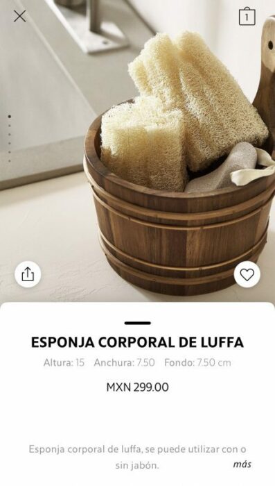 Imagen de catalogo de esponja corporal de lufa de Zara Home