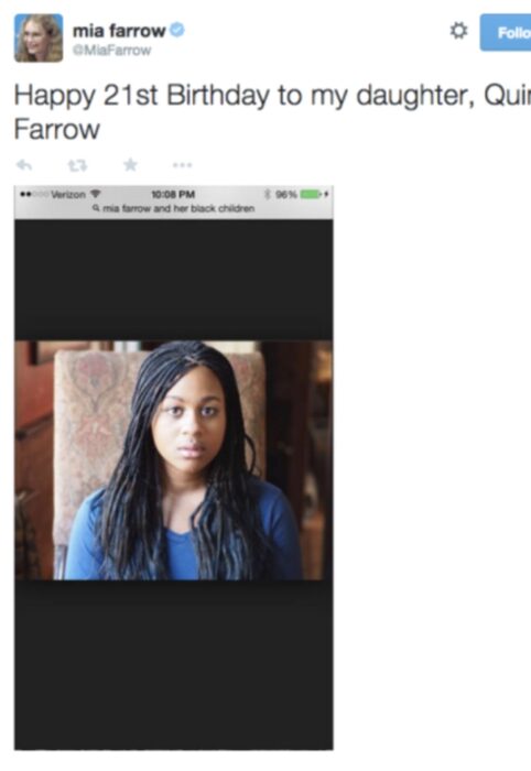 Comentario en twitter de Mia Farrow 