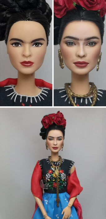 Muñeca de Frida Kahlo, repintada por Francisco Roldan