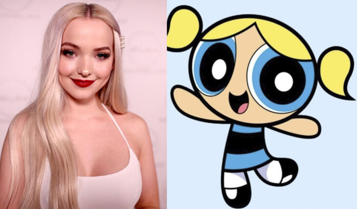 Dove Cameron comparada con el personaje de Burbuja de Las Chicas Superpoderosas 