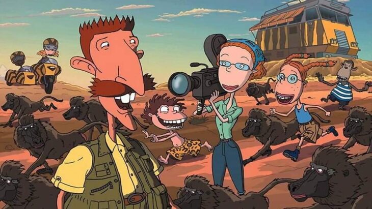 Escena del programa de Nickelodeon; Los Thornberrys paseando en la jungla