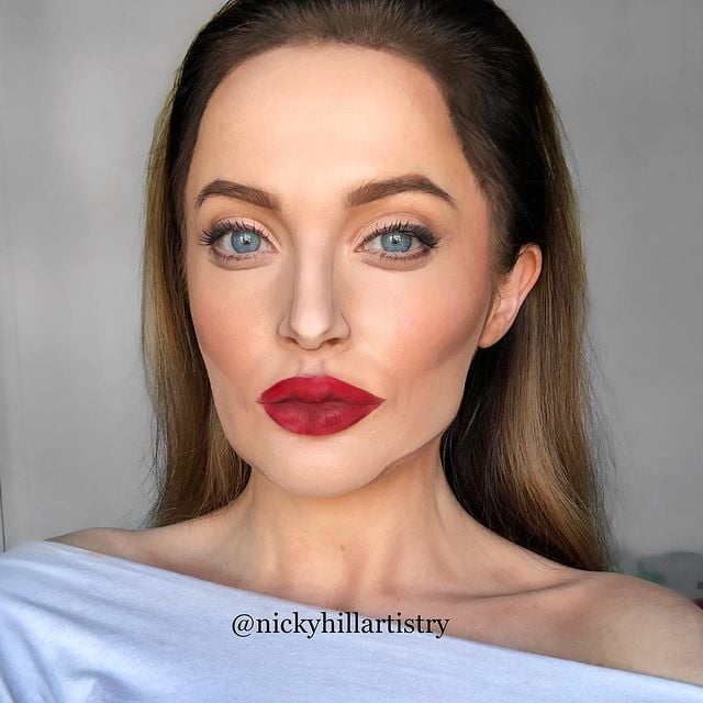 Nicky Hill, artista del maquillaje, recreando a Angelina Jolie