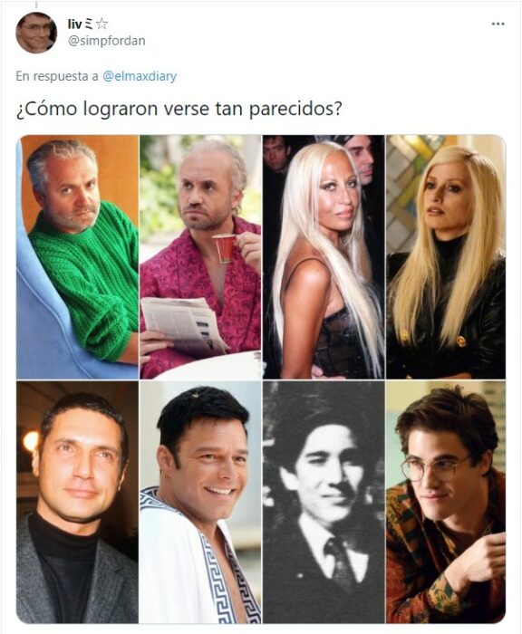 Comparación de la persona original y el personaje de la película El asesinato de Gianni Versace