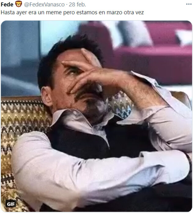 Meme haciendo alusión al primer año de la pandemia 