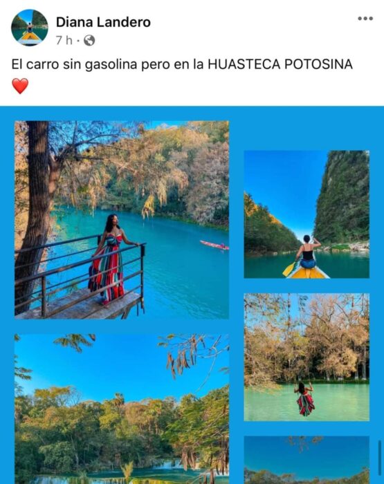 Chica paseando en la Huasteca Potosina; Mexicanos están compartiendo fotos de sus viajes con ingeniosas rimas