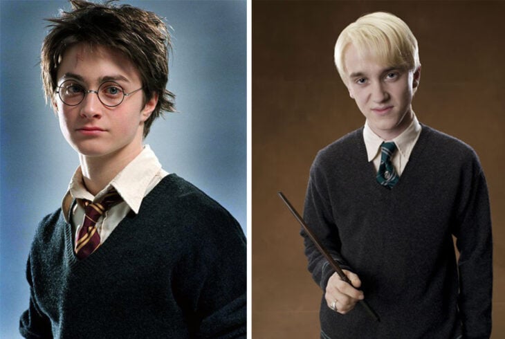 Del lado izquierdo Harry Potter, del lado derecho  Draco Malfoy