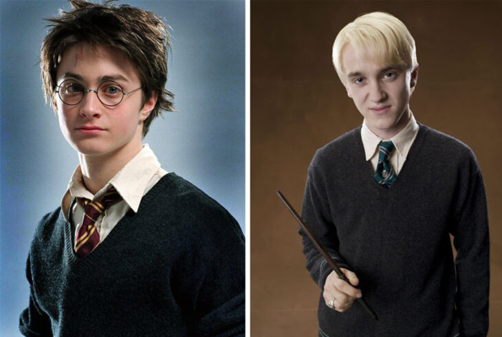 Del lado izquierdo Harry Potter, del lado derecho Draco Malfoy