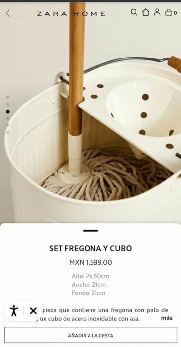 Imagen de catalogo de cubeta y trapeador de Zara Home