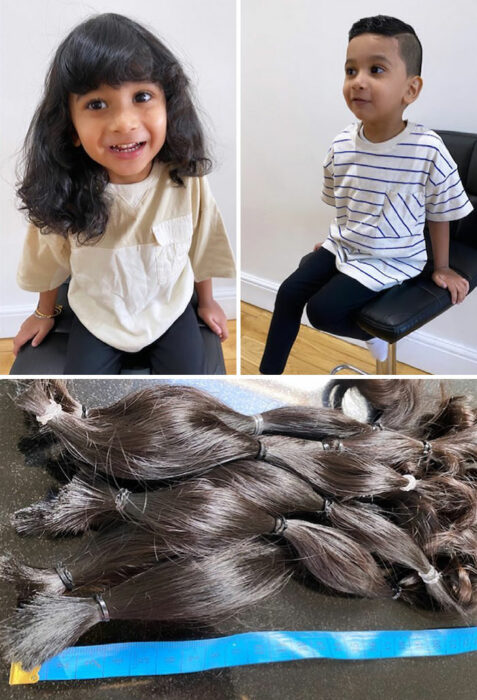 Niño antes y después de cortar su cabello; 14 Amables personas antes y después de donar su cabello