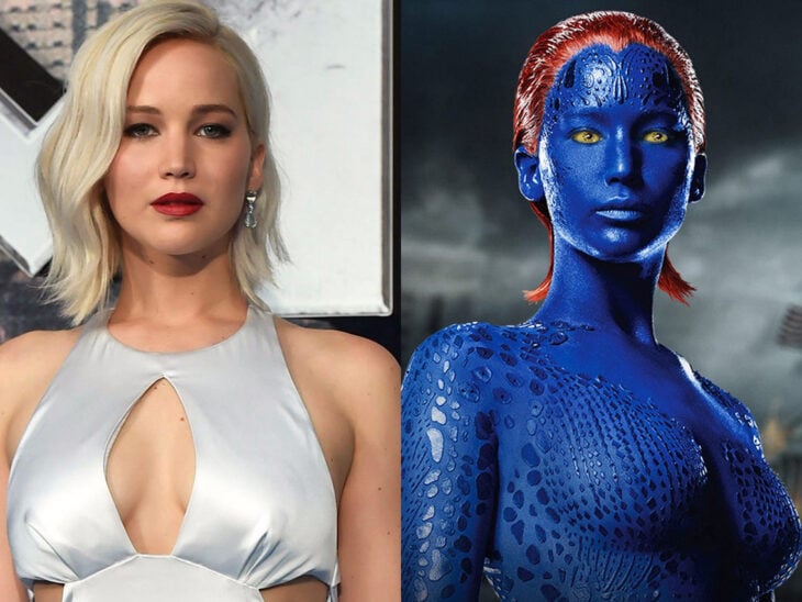 Jennifer Lawrence en el papel de mystique en xmen vs como se ve realmente 