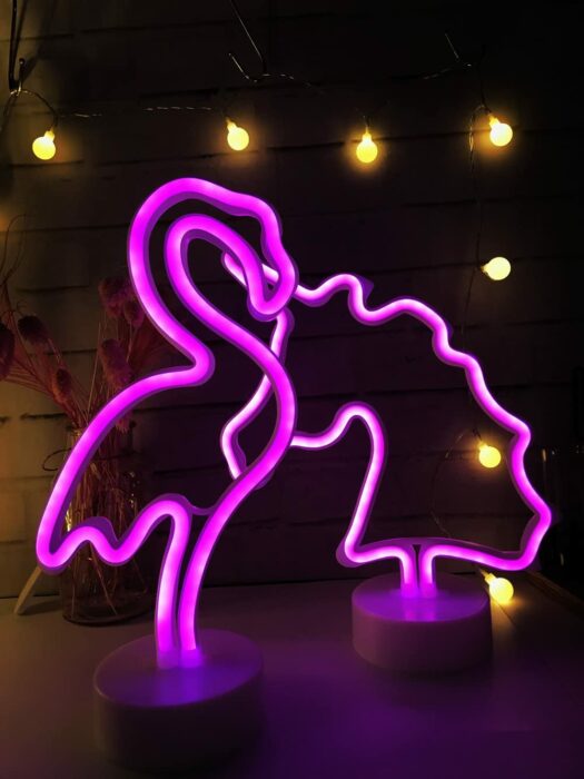 Lámparas de luz led en forma de flamenco y unicornio 