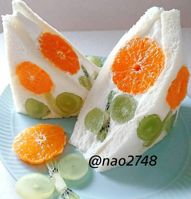 Sándwich relleno de crema batida con naranja; Platillo elaborado por nao2748; Hermosa comida de bento estilo japonés