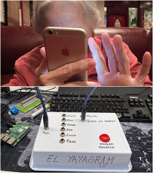 Abuelita escribiendo en sus celular; Hombre crea yayagram para comunicarse con su abuelita