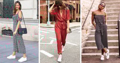 15 Ideas para usar tus jumpsuits con sneakers blancos
