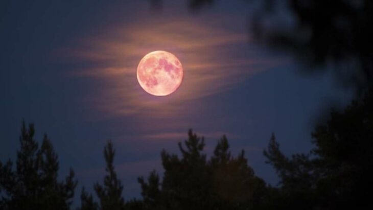 Superluna rosa en el cielo