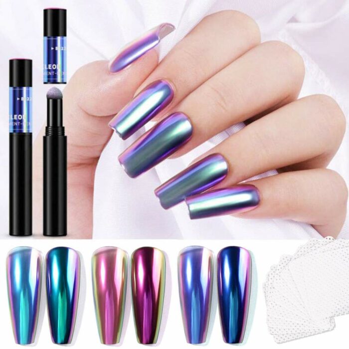 Diferentes colores holográficos para las uñas 