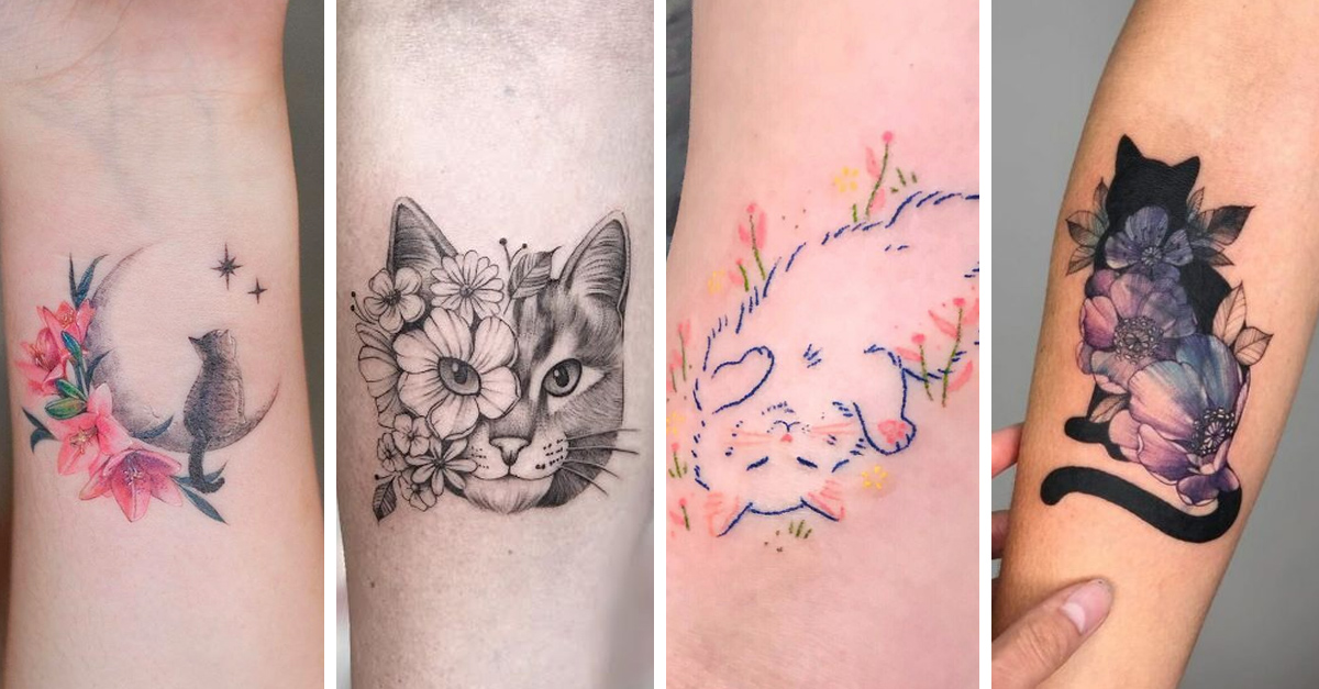 15 Bellos tatuajes de gatitos que te derretirán de ternura