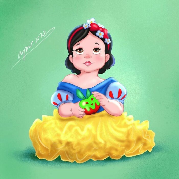 Dibujo por Alex Pick de Blancanieves como una niña