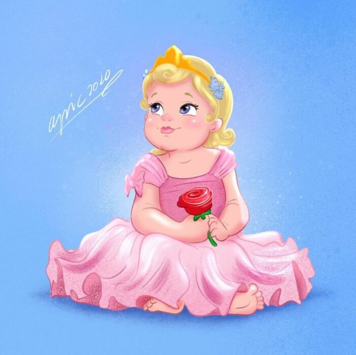 Dibujo por Alex Pick  de Aurora como una niña