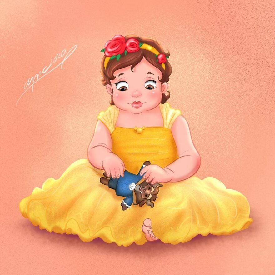 Artista transforma a princesas y villanas Disney en bebés